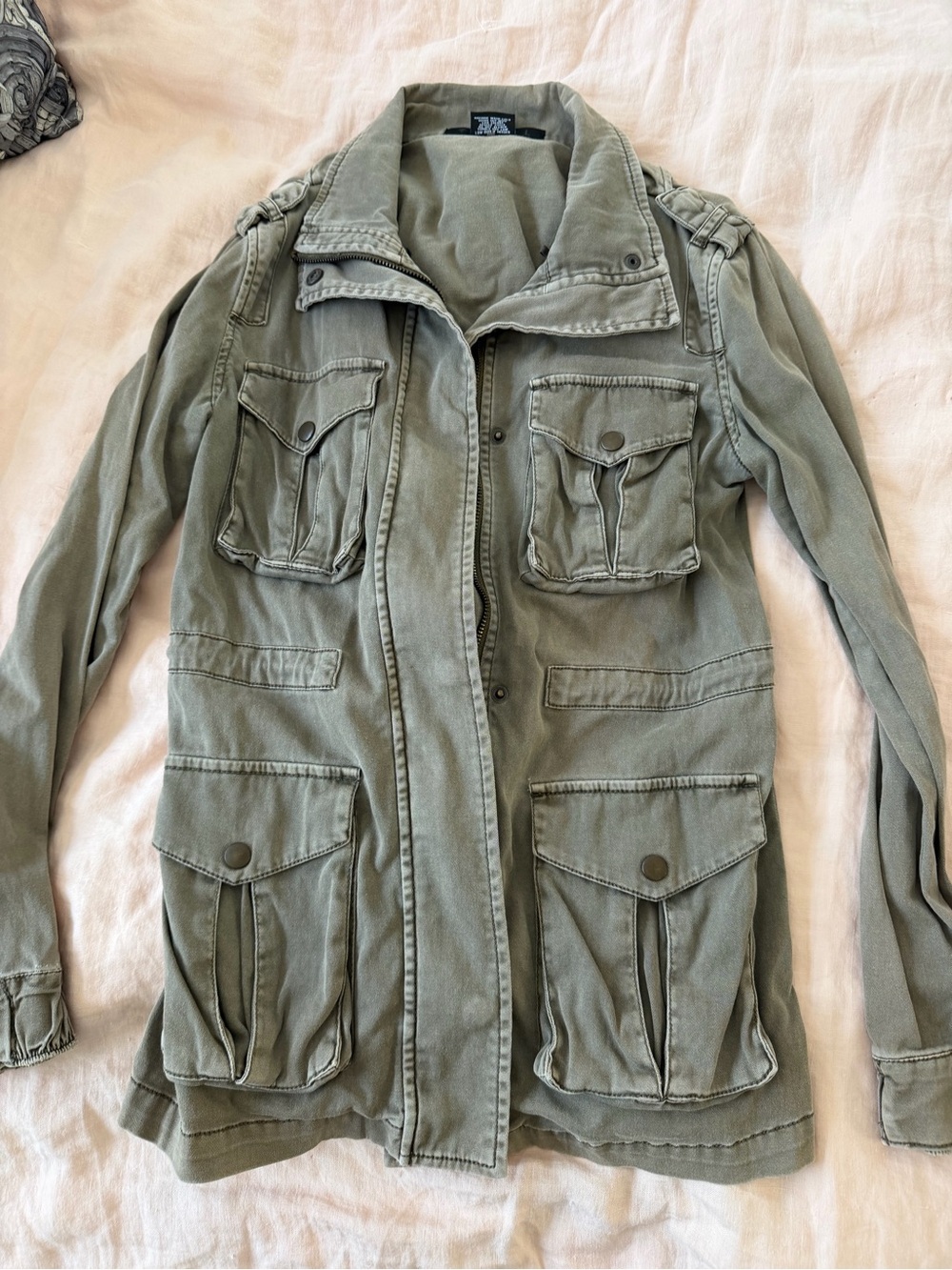 Tinsel Olive Green Casual Jacket with Black Label